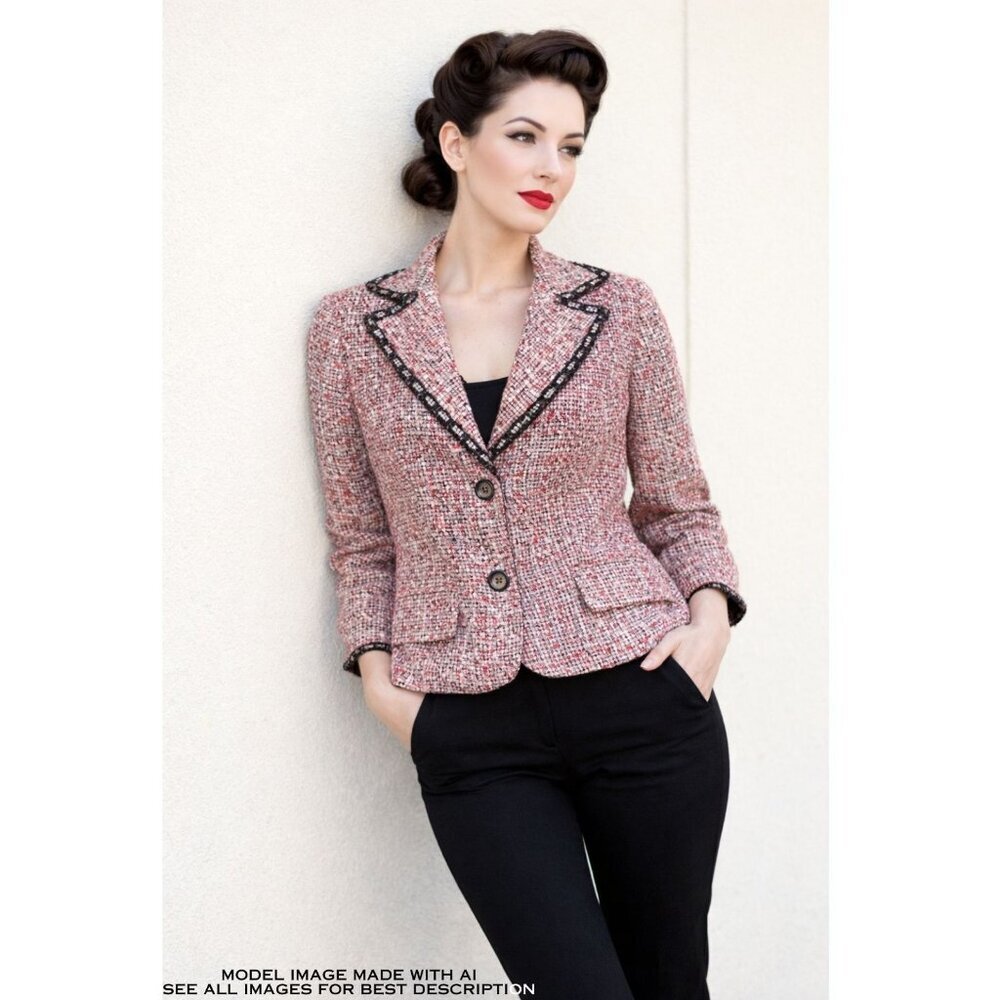 Y2K Austin Reed Silk Blend Tweed Blazer M Single Breasted Classic Academia